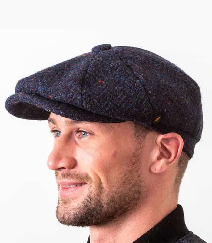 Irish Newsboy Cap - Navy Blue Tweed - Scholar